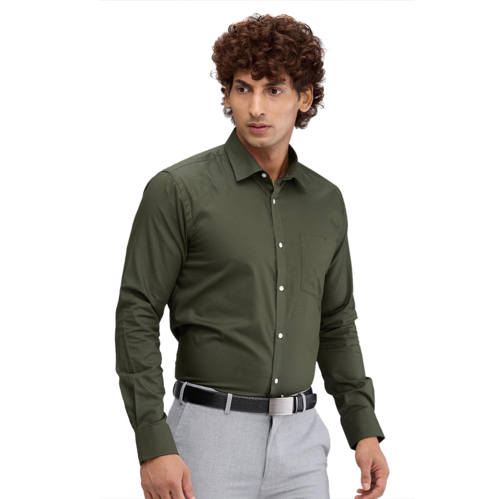 Park Avenue Men's Slim Fit Structure Pattern Pure Cotton Semi Cutaway Collar Full Sleeve Formal Shirt (Size: 40)-PMSX18327-P3 - Image 7
