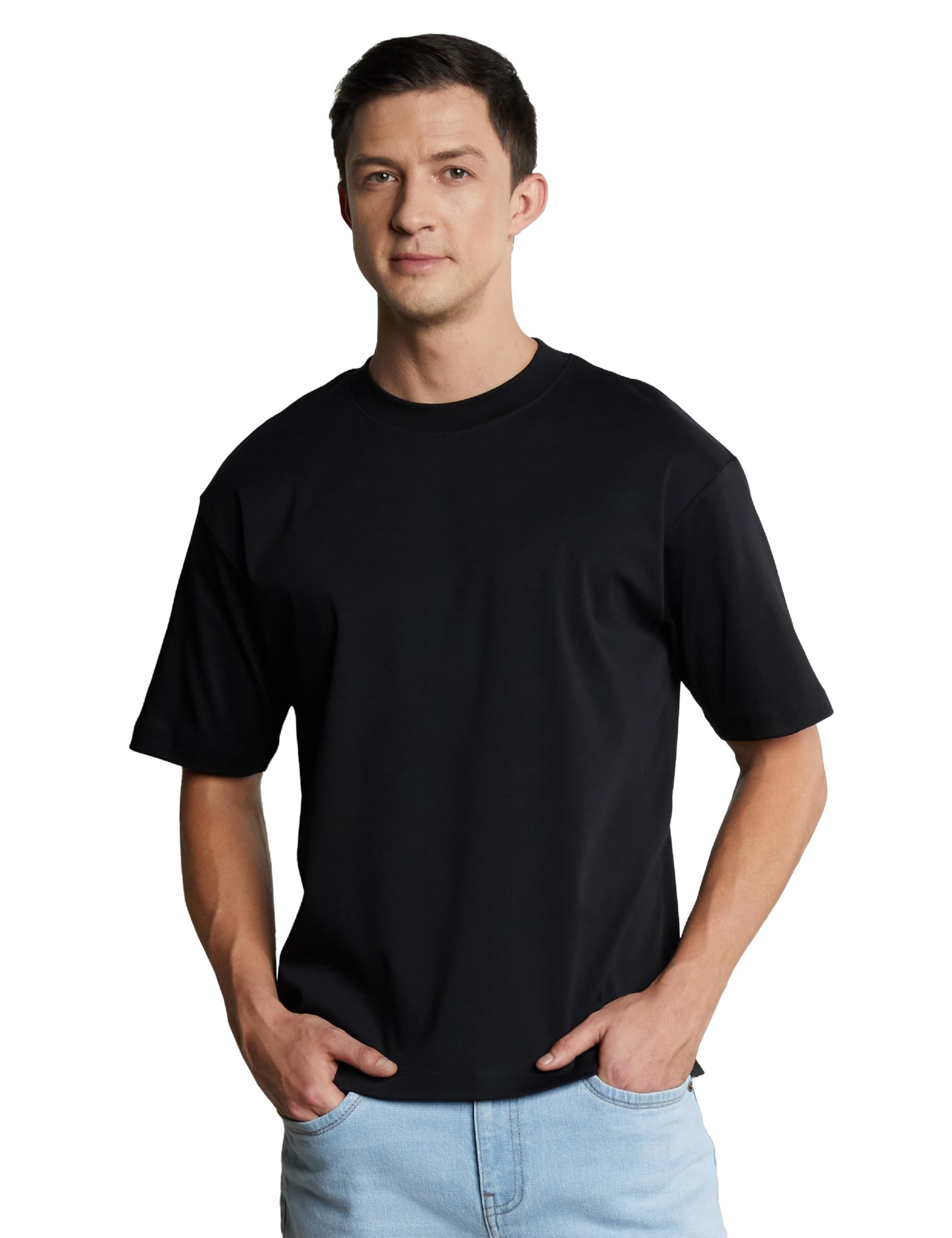 Symbol Premium Men's Super Soft Cotton Oversized T-Shirt (Black_S)