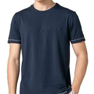 DAMENSCH Men’s Element Casual Solid Contrast Stitch T-Shirt - Cool Navy-L