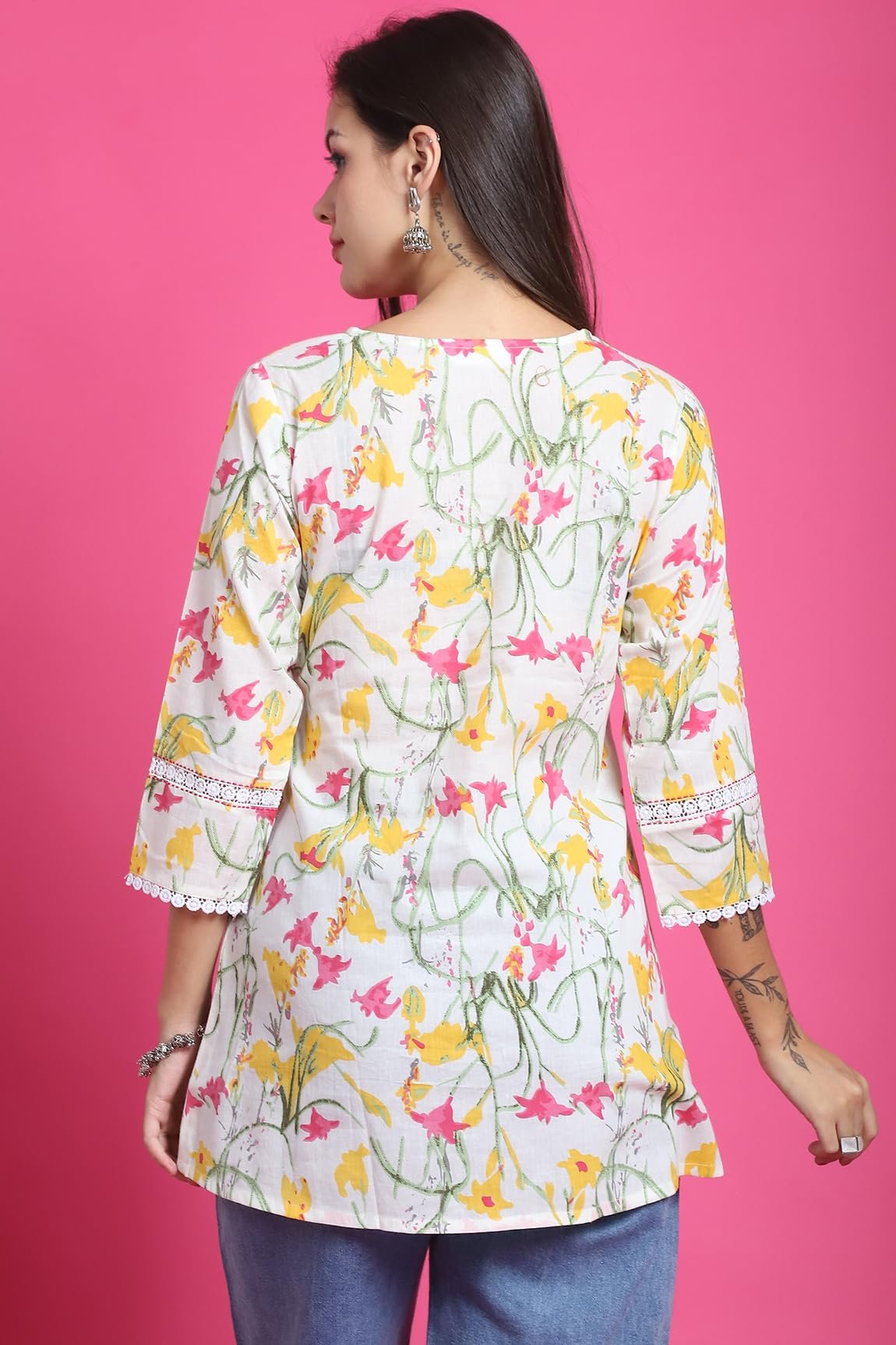 Rajnandini Women's Pure Cotton Floral Printed Tunic (JOPLJPR4021-XXL_White_XXL) - Image 7