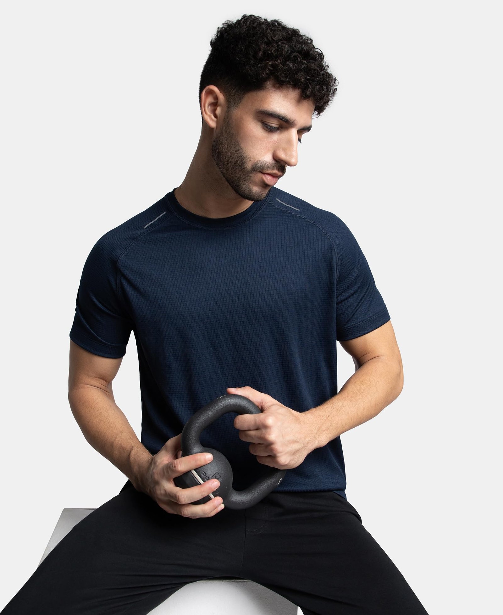 Jockey MV16 Mens Lightweight Microfiber Solid Round Neck Half Sleeve T-Shirt with Breathable Mesh_Navy_M - Image 6