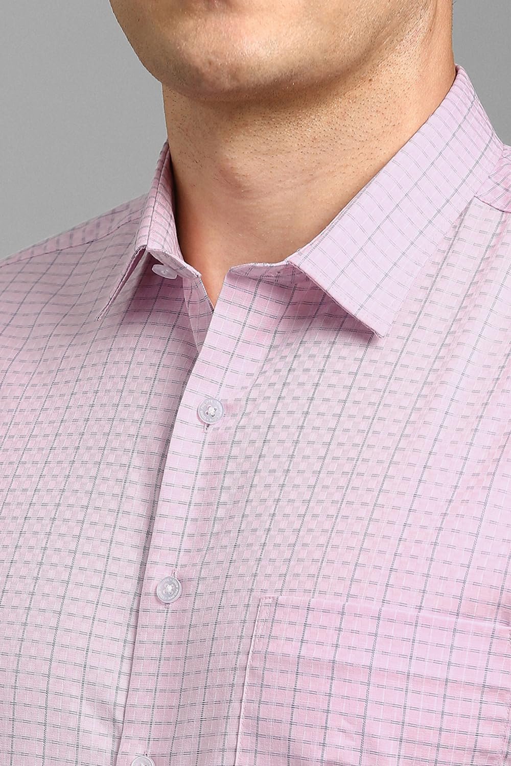 Louis Philippe Men Pink Check Full Sleeves Formal Shirt - Image 3