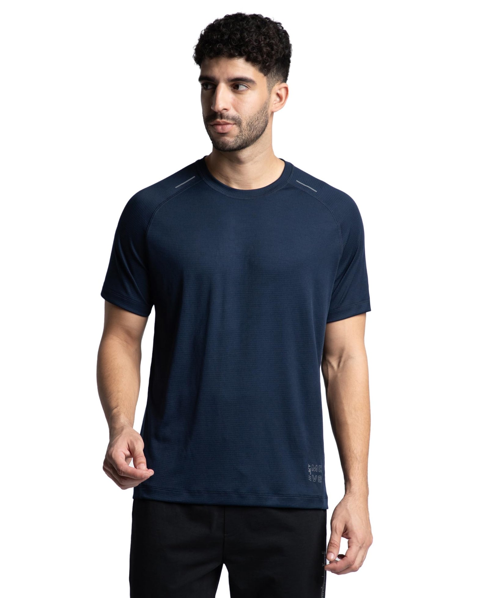 Jockey MV16 Mens Lightweight Microfiber Solid Round Neck Half Sleeve T-Shirt with Breathable Mesh_Navy_M