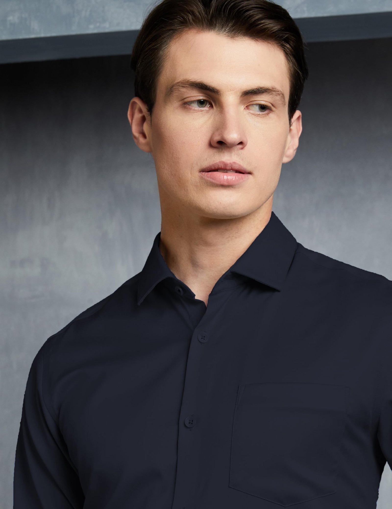 Symbol Premium Men's Wrinkle-Resistant Regular Fit Cotton Formal Shirt (SS23-SMP-FS-01_Navy_44) - Image 4