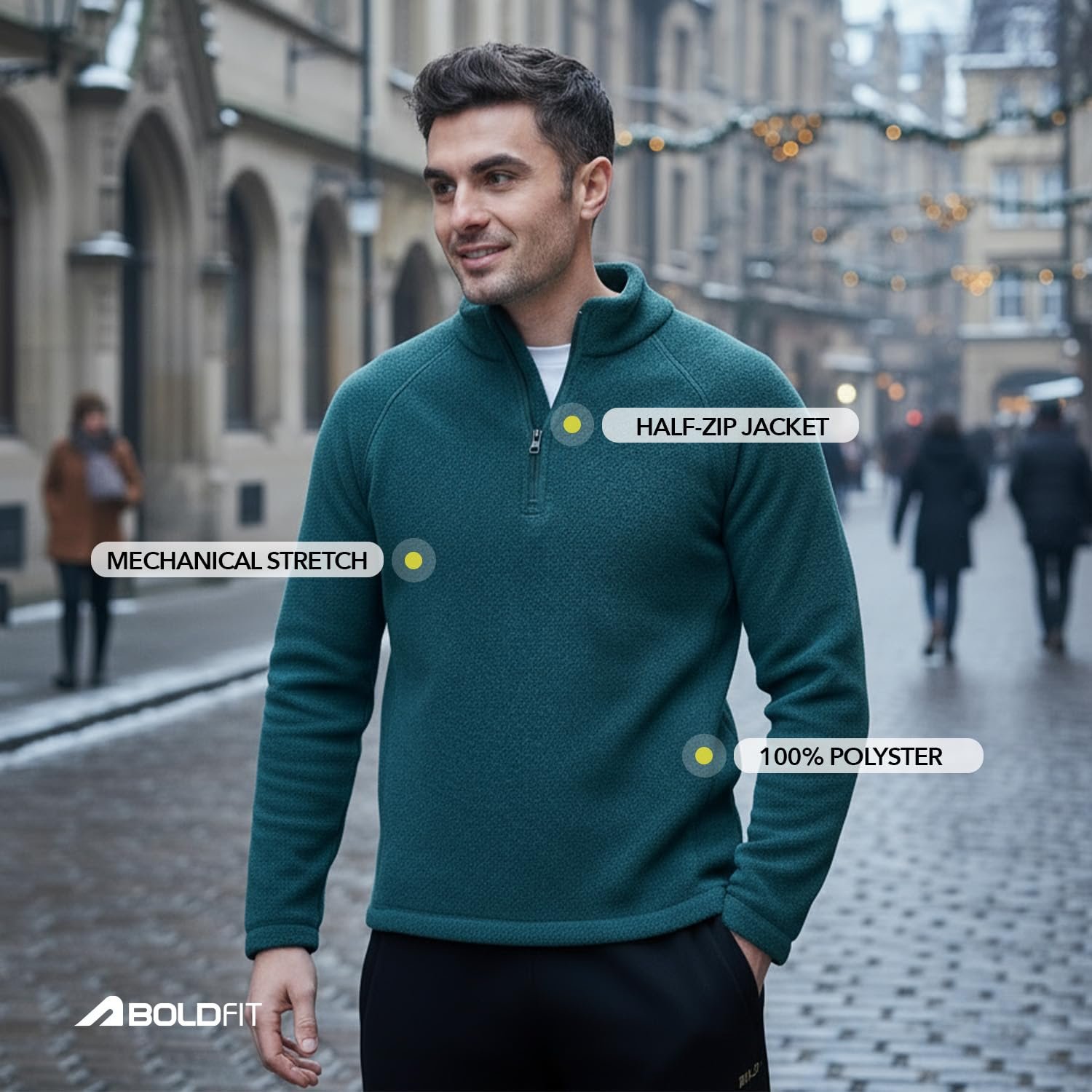 Boldfit Sweatshirt for Men Half Zipper Mens Sweatshirts Heavy Fleece Winter Wear Thermal Pullover for Man Anti-Pilling Fleece Sweatshirts for Mens Soft Feel Sweat Shirt Men - Teal L - Image 8