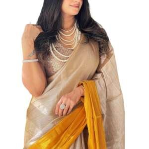 Yashika Women Chanderi Silk Solid Saree With Unstitched Blouse Piece |saree for Women | New Sari | Latest Saree_AZ-YS-OG2-VEDASHRI YELLOW