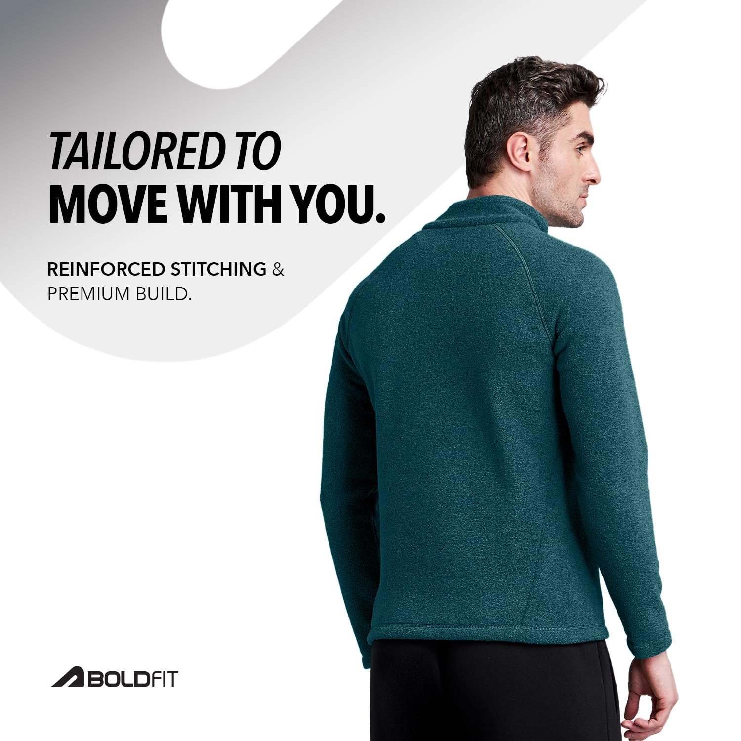 Boldfit Sweatshirt for Men Half Zipper Mens Sweatshirts Heavy Fleece Winter Wear Thermal Pullover for Man Anti-Pilling Fleece Sweatshirts for Mens Soft Feel Sweat Shirt Men - Teal L - Image 3