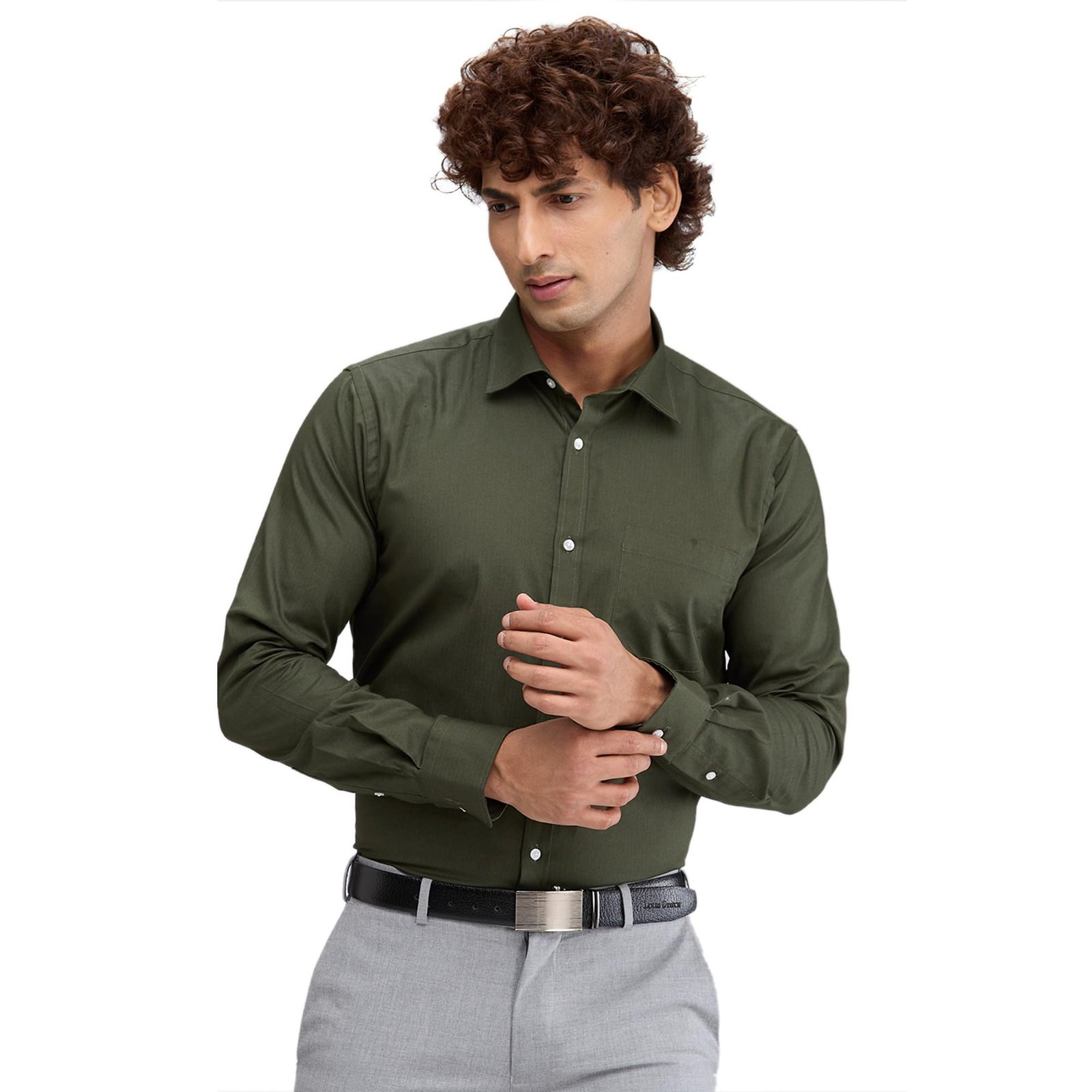 Park Avenue Men's Slim Fit Structure Pattern Pure Cotton Semi Cutaway Collar Full Sleeve Formal Shirt (Size: 40)-PMSX18327-P3