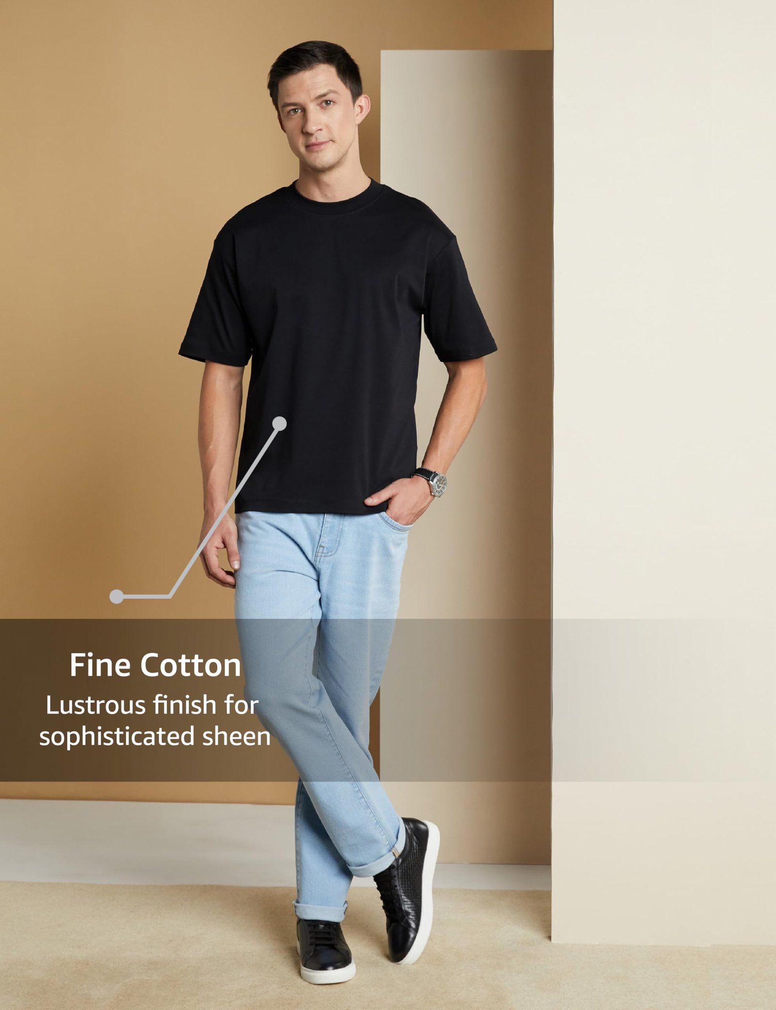 Symbol Premium Men's Super Soft Cotton Oversized T-Shirt (Black_S) - Image 5