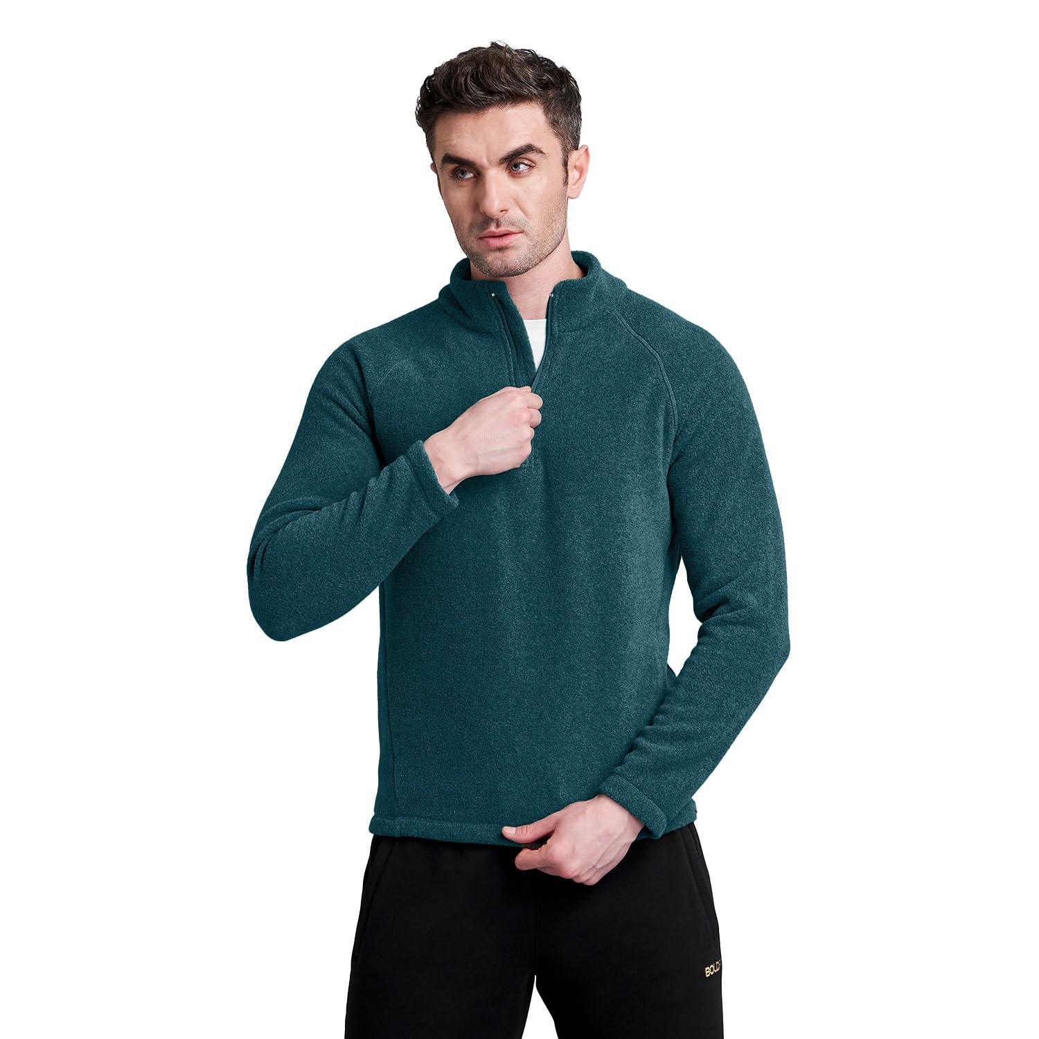 Boldfit Sweatshirt for Men Half Zipper Mens Sweatshirts Heavy Fleece Winter Wear Thermal Pullover for Man Anti-Pilling Fleece Sweatshirts for Mens Soft Feel Sweat Shirt Men - Teal L