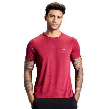 Boldfit Gym T Shirt for Men Round Neck Active Tshirt for Men Quick Dry Active Wear T Shirts for Man Dry Fit t Shirts for Men for Gym & Sports Wear Anti Odor Training Tshirt for Men - Red-L