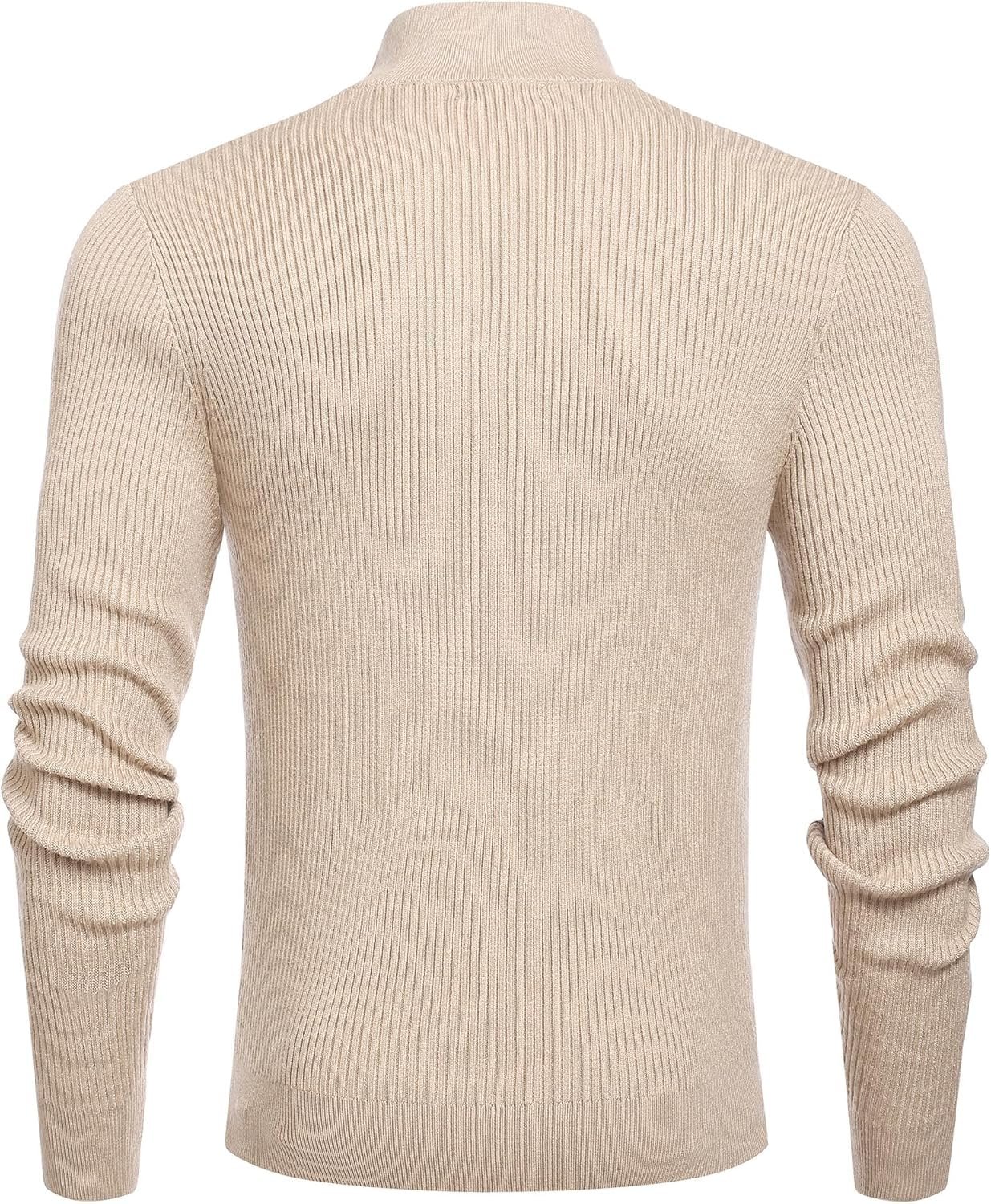 DENIMHOLIC Men High Neck Zipper Full Sleeve Cotton Knitted Winter Sweater (in, Alpha, M, Coco) - Image 3