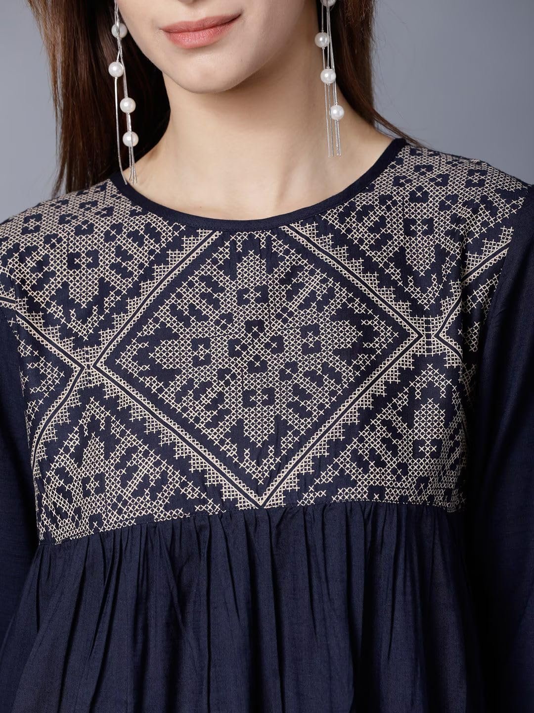 rytras Women's Printed Regular Fit top(Blue,L) - Image 2