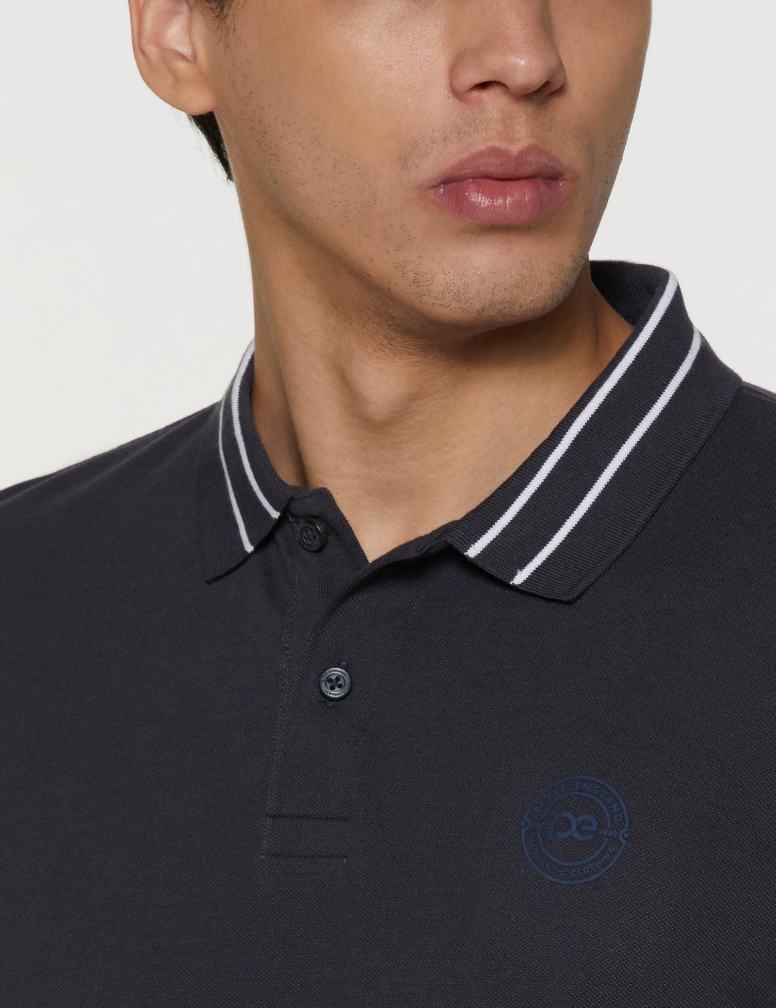 Peter England Men's Regular Fit Branded Insignia Half Sleeve Polo T-Shirt | Cotton Rich | Premium Pique Weave Grey - Image 5