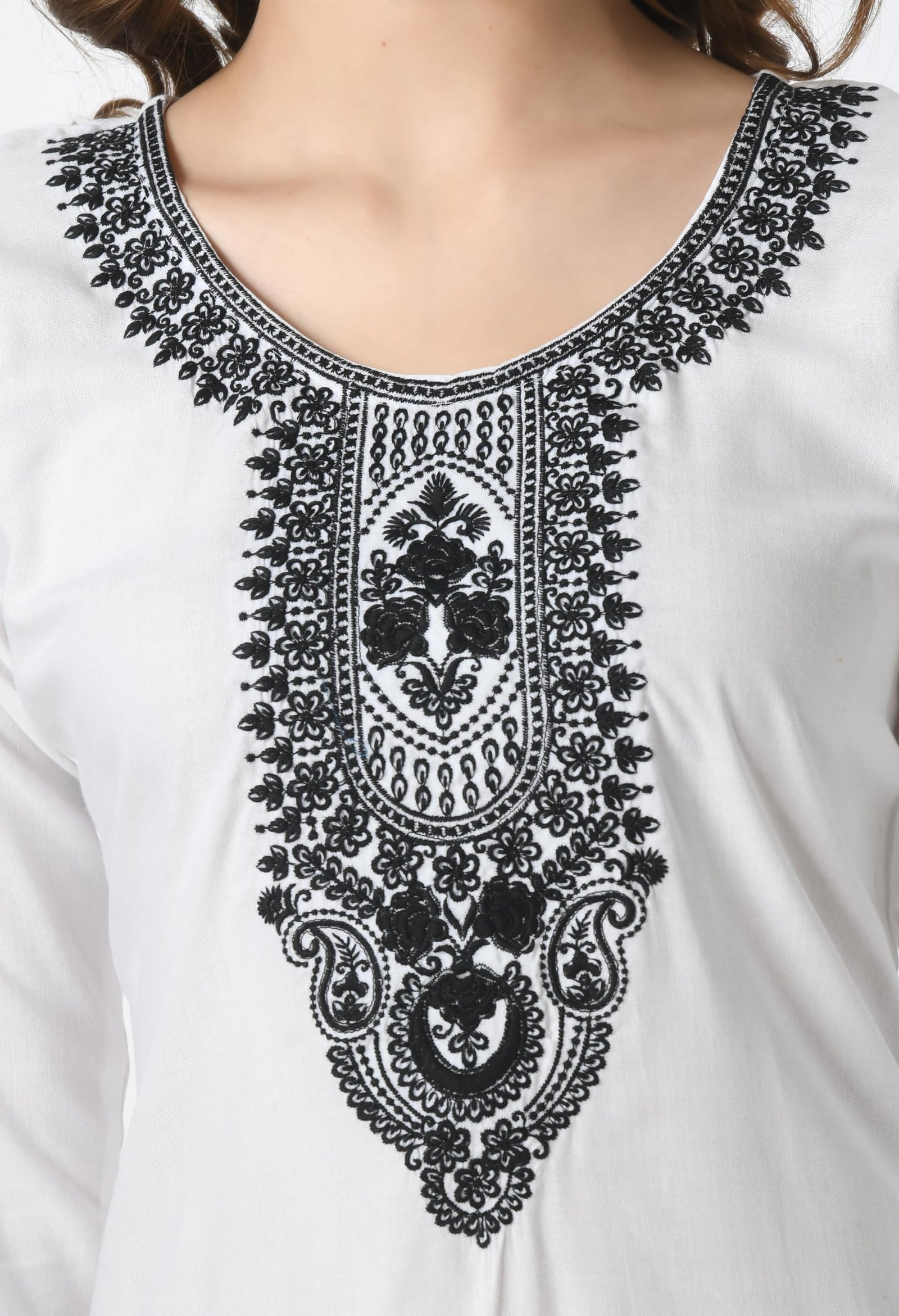 LIBOZA Short Kurti for Women – Lakhnowi Chikankari Embroidered Ladies Kurta, Stylish Girls Top, Ethnic Half Kurtas, Tunic Design Woman Kurtis White - Image 8