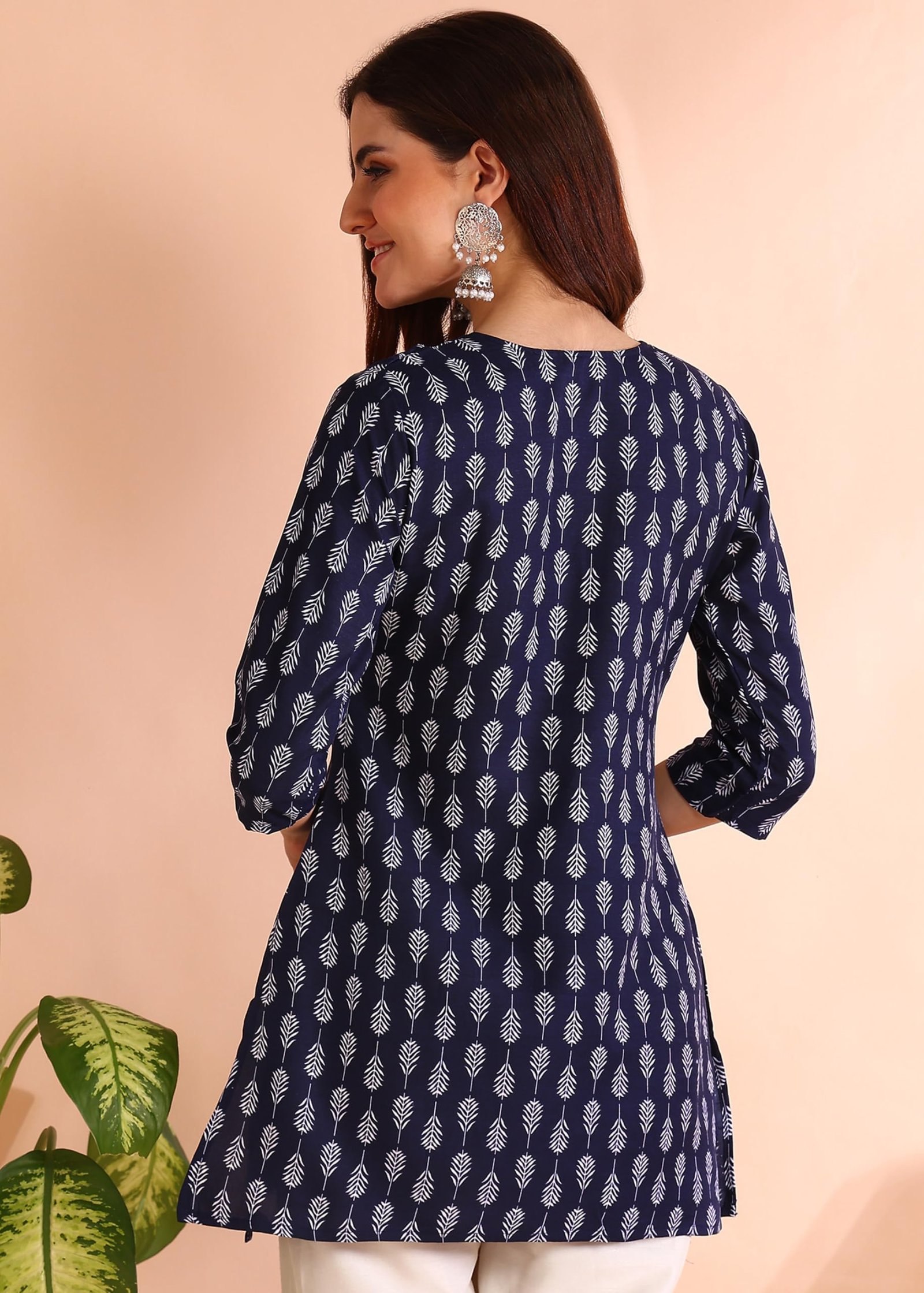 DSK Studio Women's Short Kurti in Blue Rayon Cotton Blend | Ladies Ethnic Tunic | Office (KU1011-Blue-XXL) - Image 7
