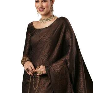 AKHILAM Women's Woven Design Zari Work Banarasi SIlk Saree With Unstitched Blouse Piece (Black_SOHNA2004)