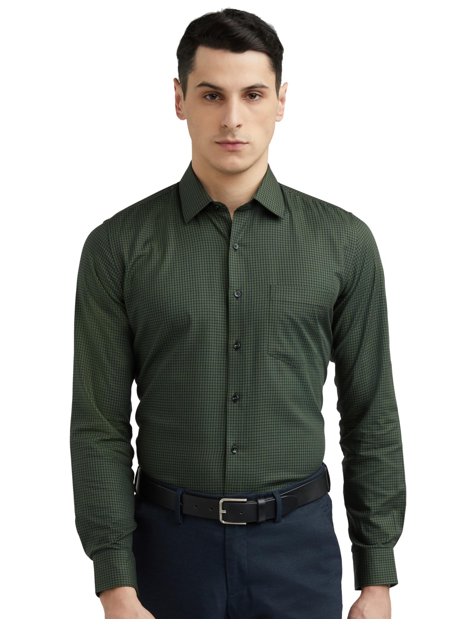 Van Heusen Cotton Men's Slim FiT-Shirt (Vhsfrslbj01503_Green 42)