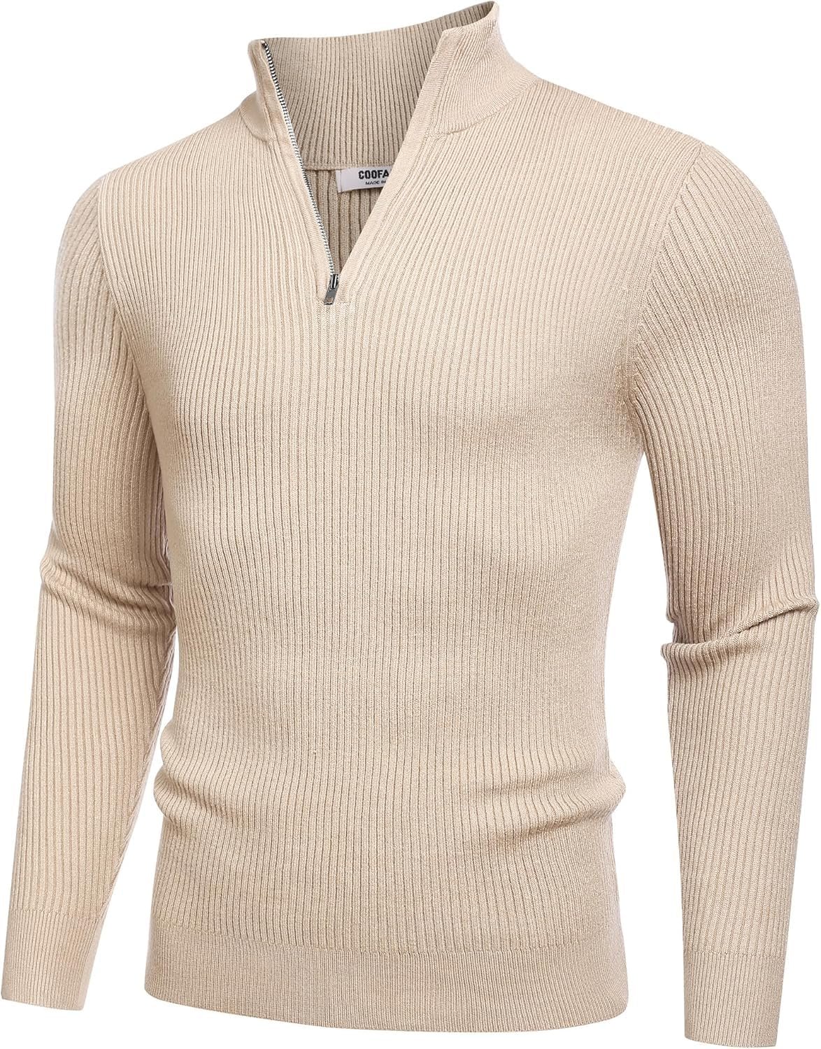 DENIMHOLIC Men High Neck Zipper Full Sleeve Cotton Knitted Winter Sweater (in, Alpha, M, Coco) - Image 2