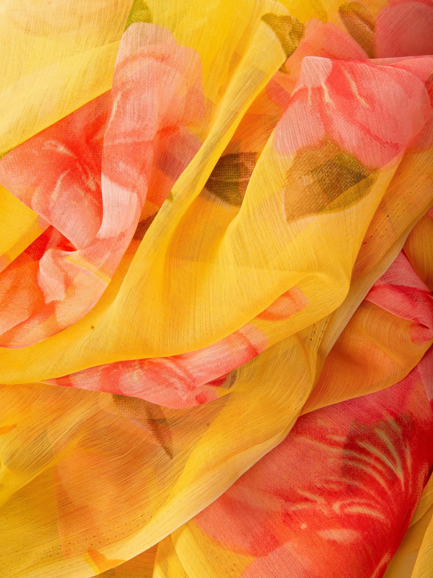 dB DESH BIDESH Women`s Latest Georgette Floral Printed Saree Batik Fancy Chiffon Party, Wear Sarees Royal SwagSutra silk georgette Chiffon trendy bandhani saree wedding,Without Blouse (Yellow) - Image 9