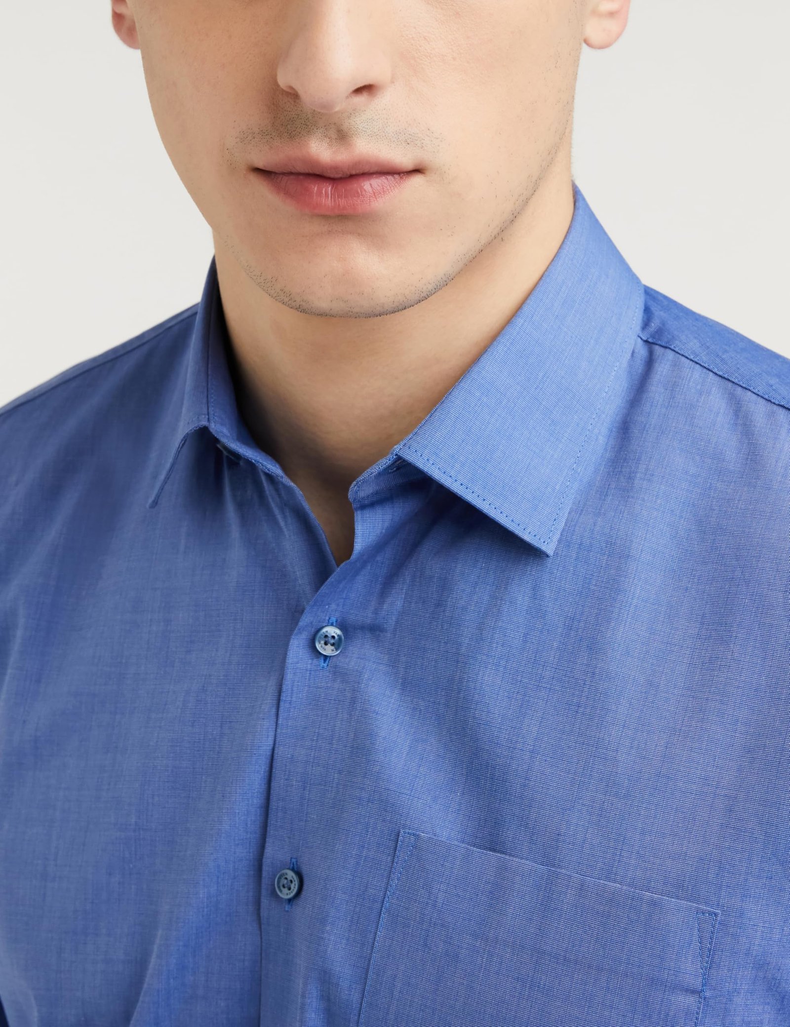Van Heusen Cotton Men's Solid Slim Fit Formal Shirt (Vhsfrslbn06814_Medium Blue 42) - Image 4