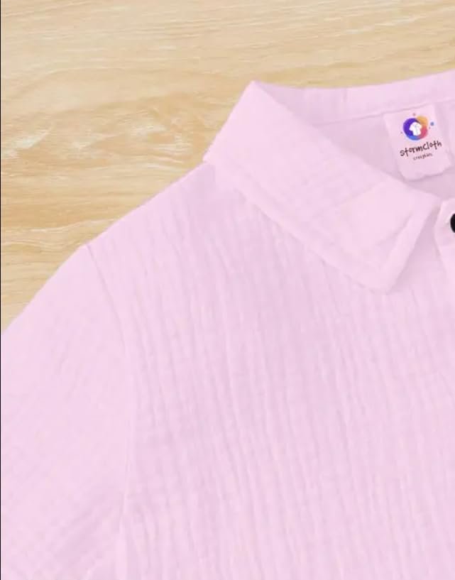STORMCLOTH Co-Ord Set for Baby & Toddler | Unisex Cotton Blend Shirt & Shorts | Casual Summer Outfit | Regular Fit Clothing for Boys & Girls | Pink - 3-4 Years - Image 3