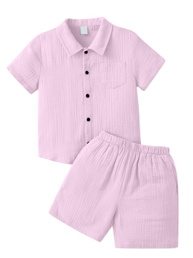 STORMCLOTH Co-Ord Set for Baby & Toddler | Unisex Cotton Blend Shirt & Shorts | Casual Summer Outfit | Regular Fit Clothing for Boys & Girls | Pink - 3-4 Years