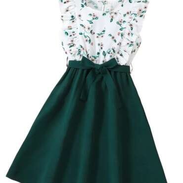 Niren Enterprise Hulk Frock with Beautiful Floral Print Baby Girl Dress (Green Hulk Frock, 9-10 Years)