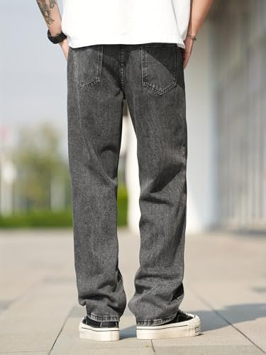 URBAN POCKETS Jeans for Men | Denim Jeans | Relaxed Fit | Baggy Style | Wide Leg | Streetwear | Casual Wear | Everyday Comfort (Black-Baggy-Jeans-U21-30) - Image 8
