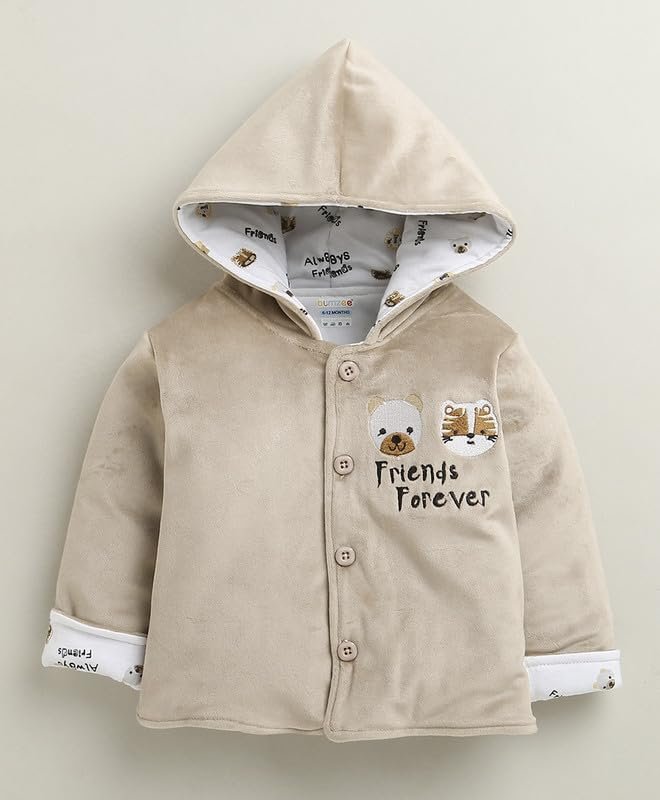 BUMZEE Baby Boys Cotton Regular Fit Winter Set Beige & White - 6-12 Months (Peb10728C-bge) - Image 5