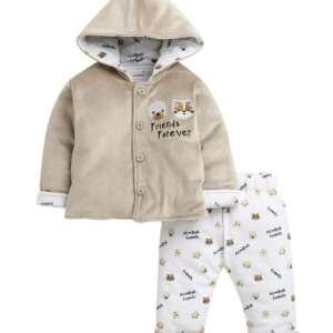 BUMZEE Baby Boys Cotton Regular Fit Winter Set Beige & White - 6-12 Months (Peb10728C-bge)