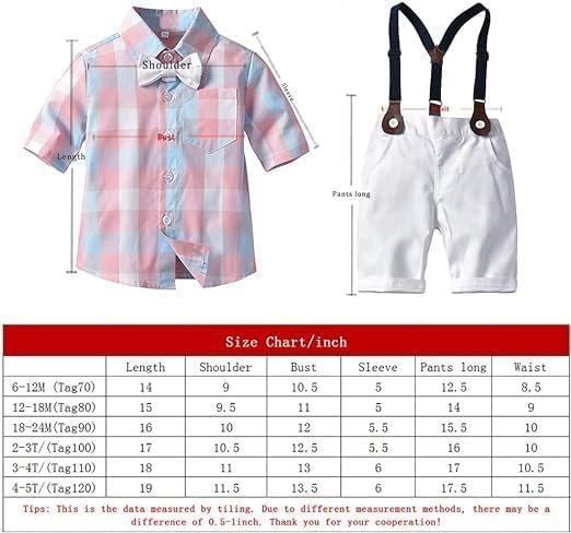 BLECKZ SOMEAK Baby Boys Cotton and Spandex Printed Half Sleeves Applique Bow Solid Clothing Set (Peach, 3-4 Years) - Image 2