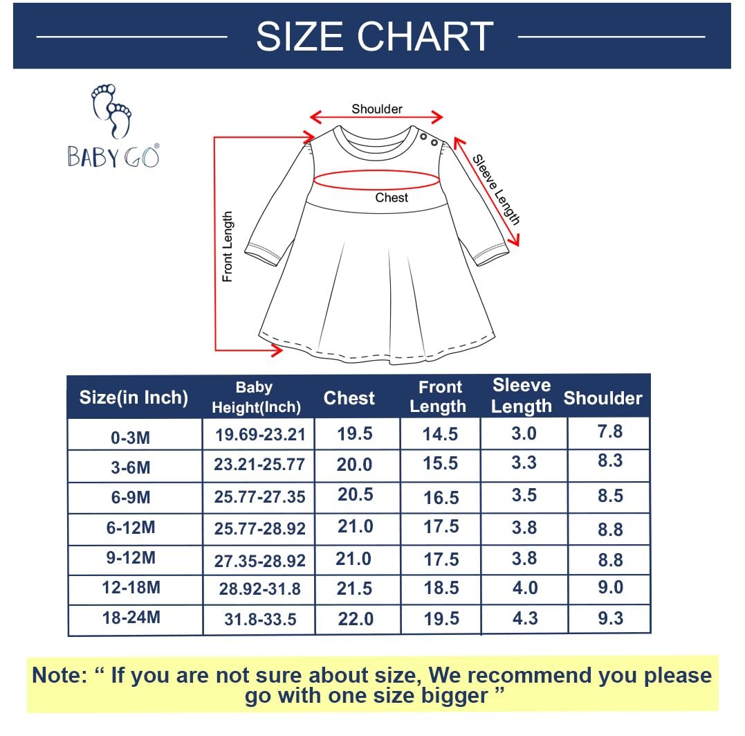 BABY GO Full Sleeve Regular Round Neck A Line Frocks for Baby Girls (Pack of 2) - Image 2