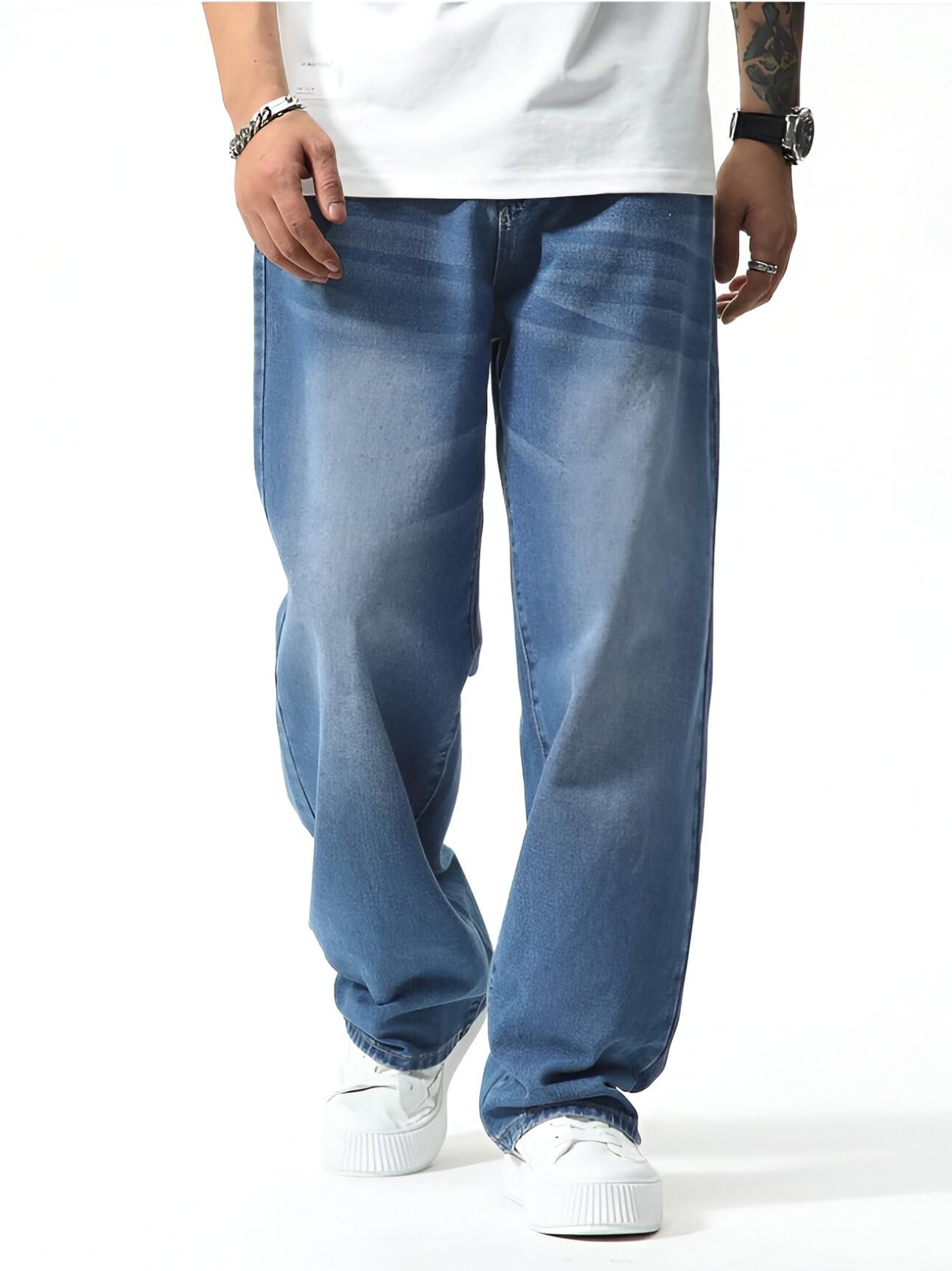 Ben Martin Light Blue Men Jeans || Baggy Fit Jean's for Man || Loose Fit High Rise Denim || Stretchable Casual Wear Jean,s || Dance Rap Rapping Style Pant for Men || Denim Cotton Jeans 32 (1) - Image 8