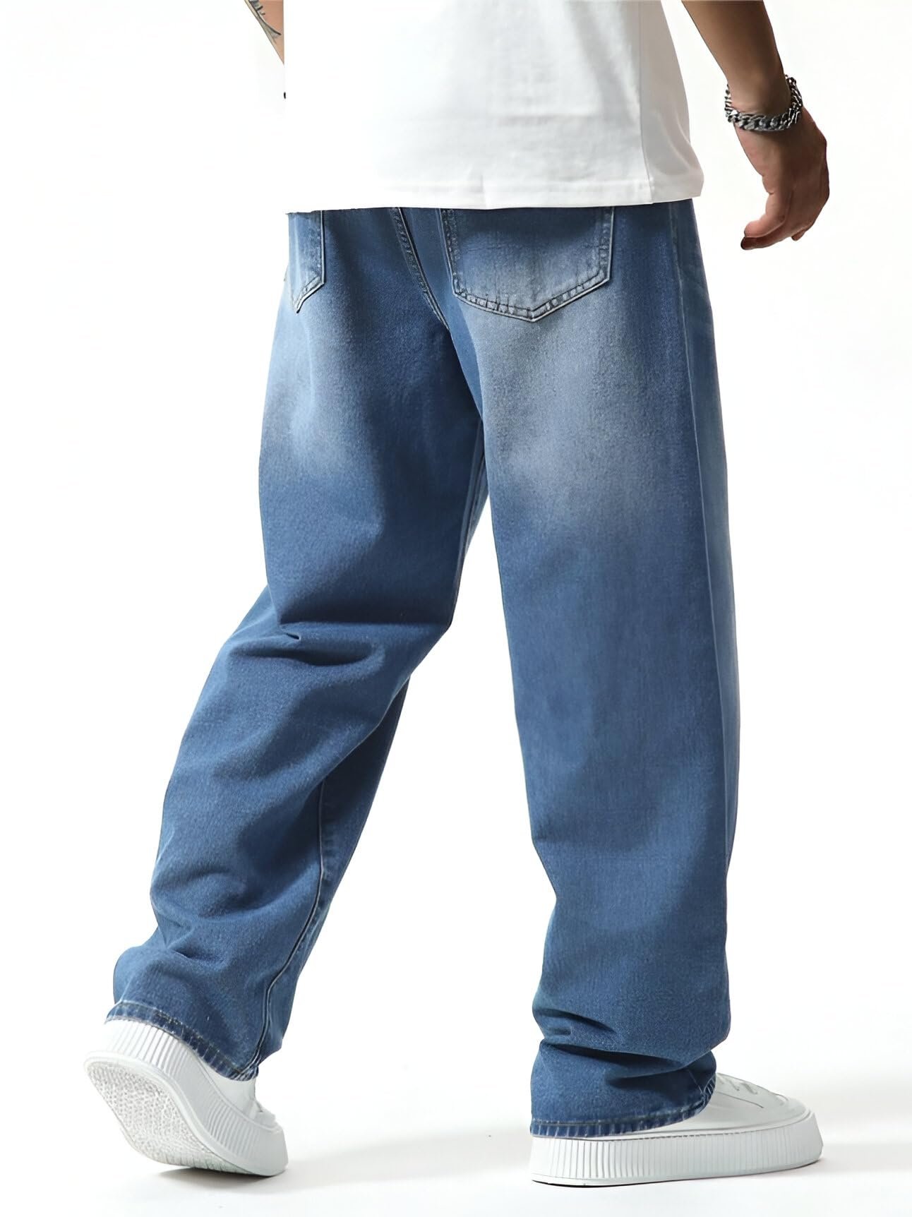 Ben Martin Light Blue Men Jeans || Baggy Fit Jean's for Man || Loose Fit High Rise Denim || Stretchable Casual Wear Jean,s || Dance Rap Rapping Style Pant for Men || Denim Cotton Jeans 32 (1) - Image 7