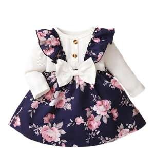 Buy & Try by Dharmikaay Girl's Lycra Floral Printed Frock Dress for Girls Short Frock Baby Princess Western Dresses| Stylish Fancy Kids Clothing for Festival, Birthday, Fashion. 6-12 Months Blue