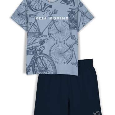 HELLCAT Boys Dress Clothing Set Combo with Tshirts & Shorts - Pack 1 Bluish Grey 1-2 Years