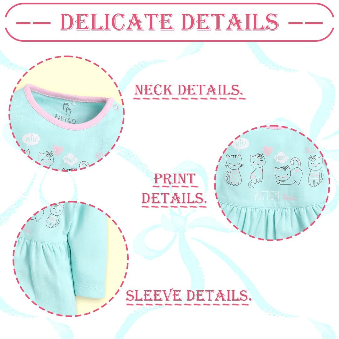 BABY GO Full Sleeve Regular Round Neck A Line Frocks for Baby Girls (Pack of 2) - Image 3