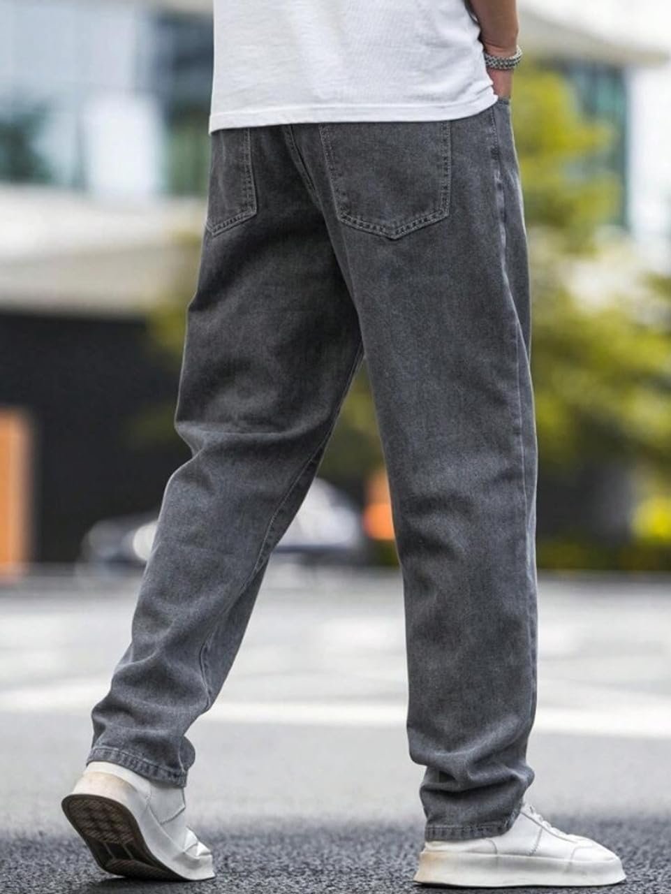 JAAR FASHION Loose Fit Jeans for Men – Oversized Mid Rise Baggy Denim Pants (in, Numeric, 34, Regular, Standard, Grey) - Image 6