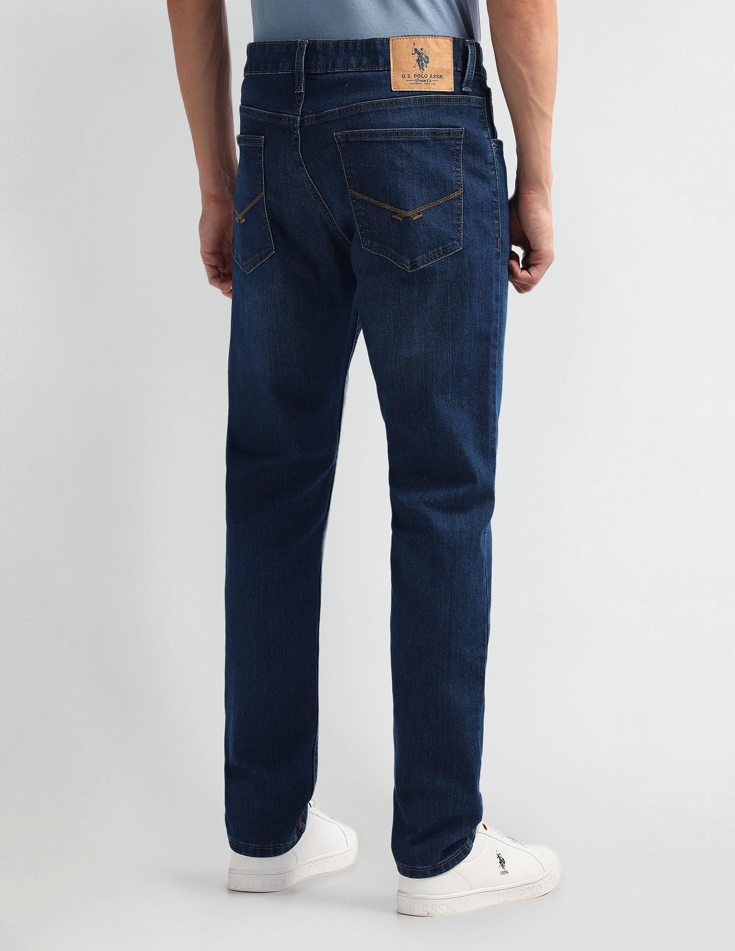 U.S. POLO ASSN. Men's Brandon Slim Tapered Fit Mid Rise Jeans (UDJENO1809_Dark Blue_38) - Image 3