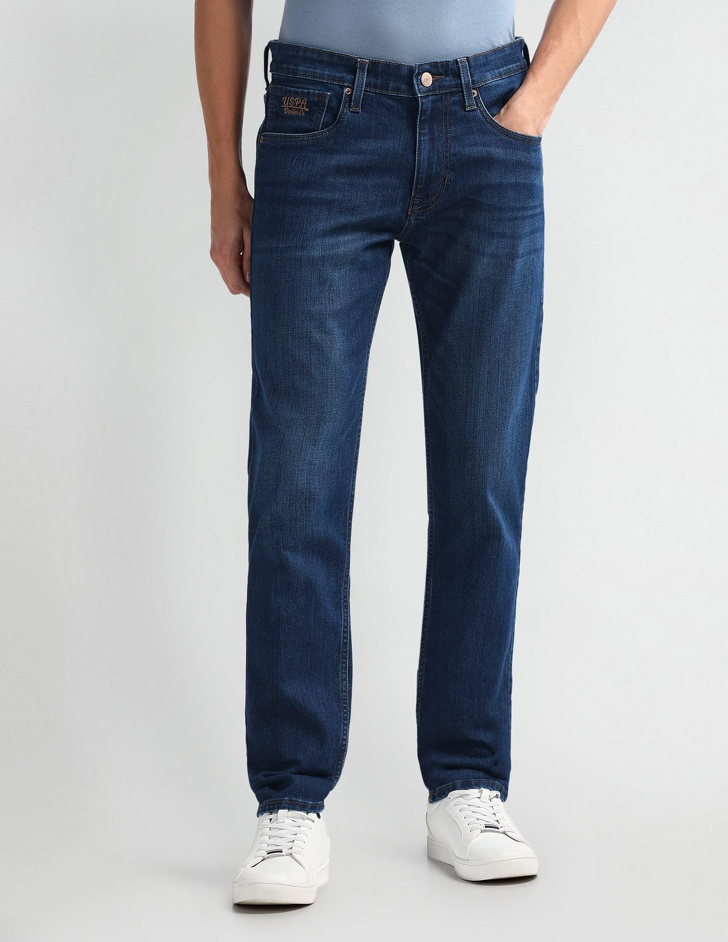 U.S. POLO ASSN. Men's Brandon Slim Tapered Fit Mid Rise Jeans (UDJENO1809_Dark Blue_38) - Image 8