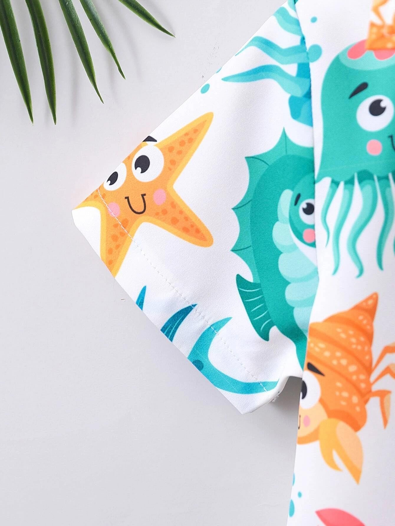 URBAN OX Baby Boy Polycotton Printed Shirt and Solid Short Boys Clothing Set | Summer Wear, Beach Wear, Tracksuits, Shirts, Kids Wear (2 Pcs Set -Shirt & Short) - Image 3