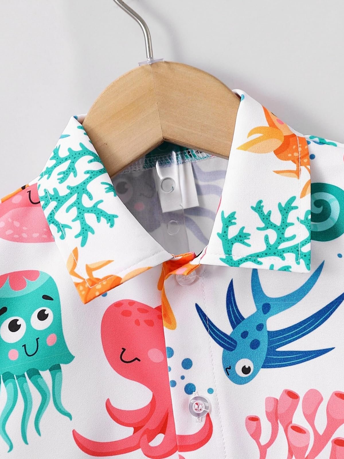 URBAN OX Baby Boy Polycotton Printed Shirt and Solid Short Boys Clothing Set | Summer Wear, Beach Wear, Tracksuits, Shirts, Kids Wear (2 Pcs Set -Shirt & Short) - Image 4