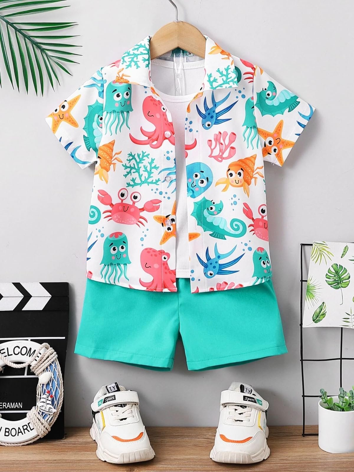 URBAN OX Baby Boy Polycotton Printed Shirt and Solid Short Boys Clothing Set | Summer Wear, Beach Wear, Tracksuits, Shirts, Kids Wear (2 Pcs Set -Shirt & Short) - Image 6