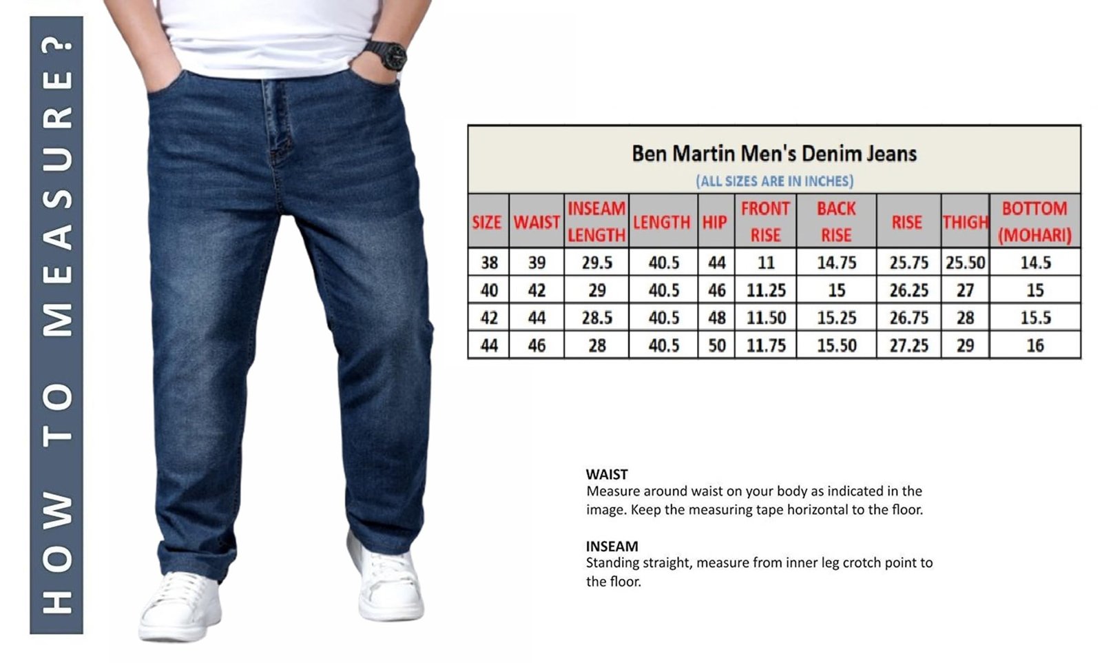 Ben Martin Plus Size Jeans for Man || Big Size Stretchable Jeans for Men || Smart Fit Regular Fit Jean's Pants for Men's || Comfortable Cotton Denim Jins Pant for Men:s, Dark Blue - 40 (1) - Image 2