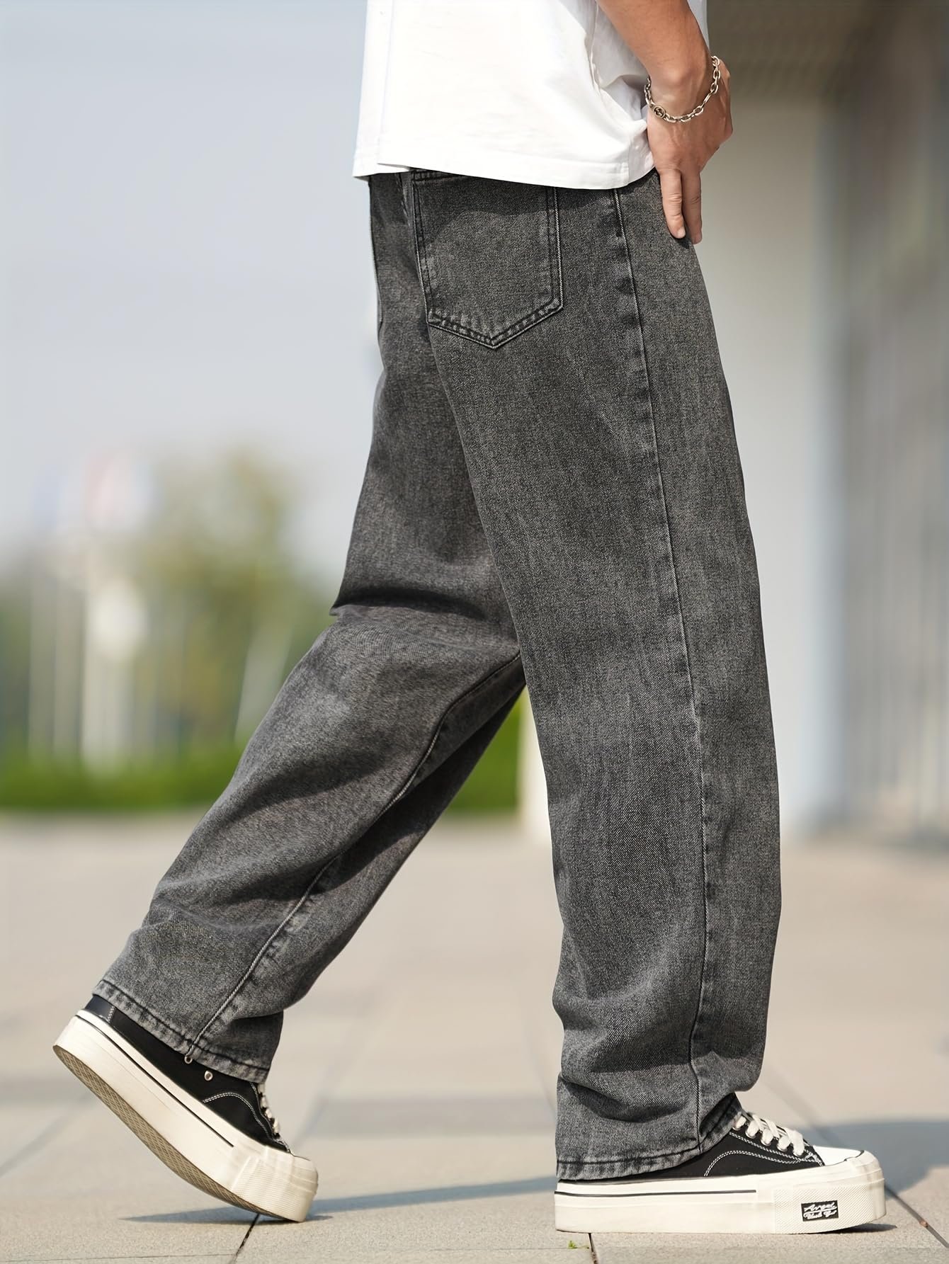 URBAN POCKETS Jeans for Men | Denim Jeans | Relaxed Fit | Baggy Style | Wide Leg | Streetwear | Casual Wear | Everyday Comfort (Black-Baggy-Jeans-U21-30) - Image 6